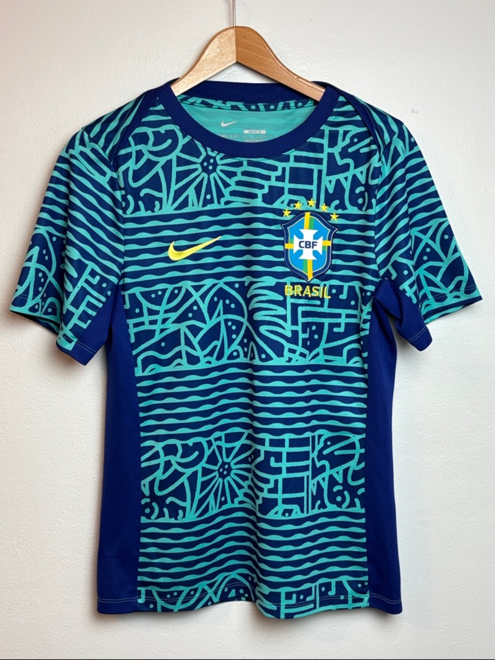 Nike Men's Small Blue Brazil National Team 2024 Academy Pro Pre-Match Top Soccer